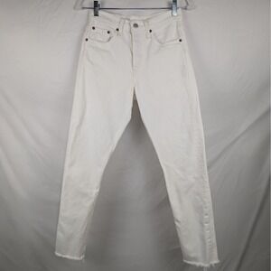 Vintage Levi's 501 S White Cream Denim Jeans Raw Hem Skinny Women's 28 6 Small
